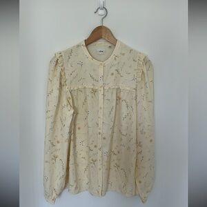 Aritzia Wilfred Nimbus floral ruffle blouse soft yellow